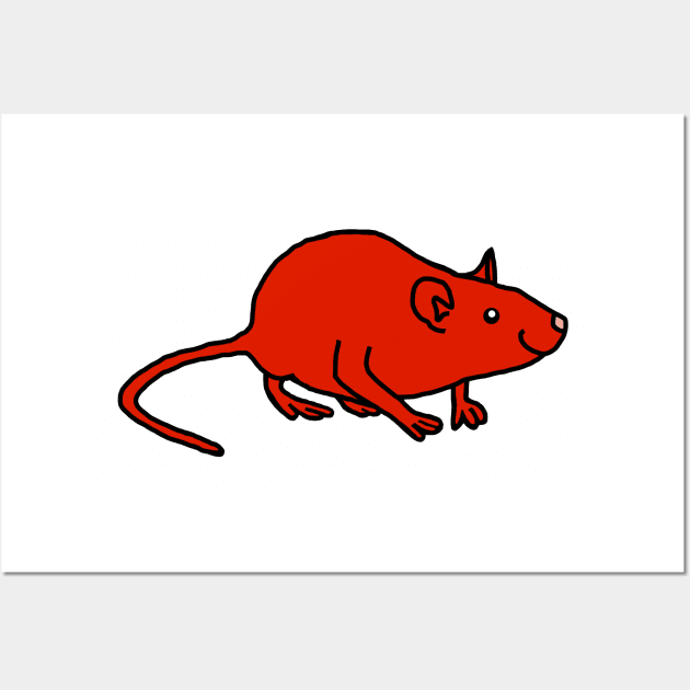 Red Rat Minimal Line Drawing Wall Art by ellenhenryart